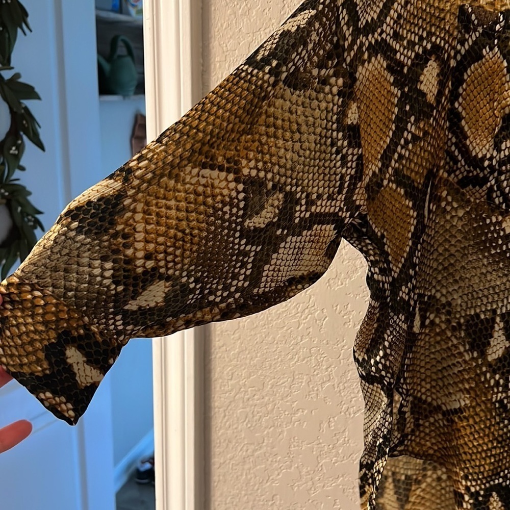 Zara Snake Print Oversized Button Down Blouse. Sa… - image 6